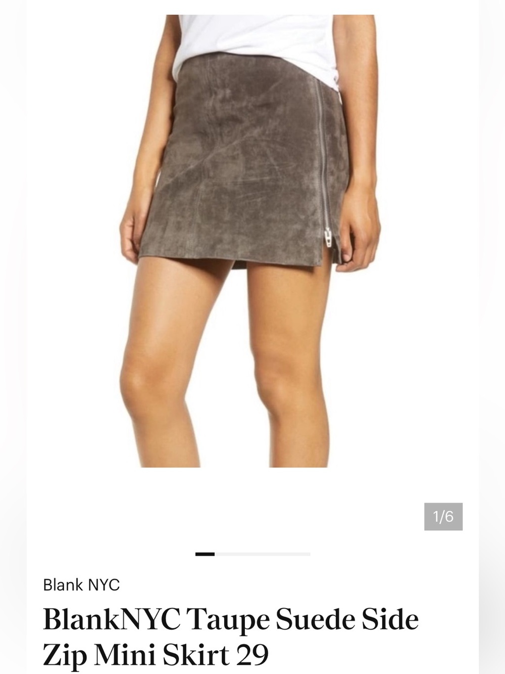 Blank NYC Taupe Suede Mini Skirt with Side Zip